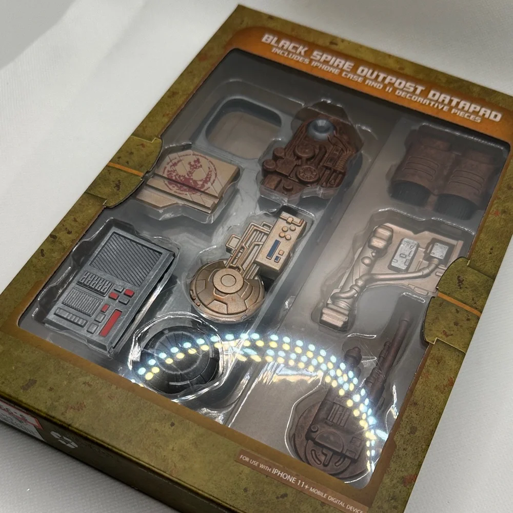 Black Spire Outpost Datapad Phone Case Decor - Metallic Brown & Gold Accents